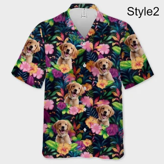 Custom Photo Shirt Dog & Cat Personalized Custom Unisex Tropical Hawaiian Aloha Shirt - Summer Vacation Gift, Gift For Pet Owners, Pet Lovers - MyPhotoSocksAu