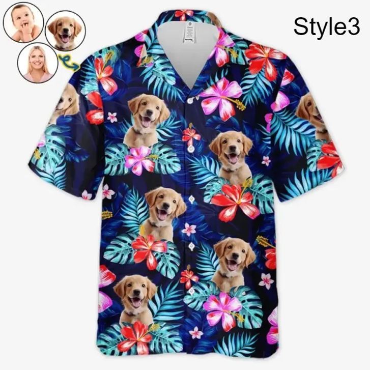 Custom Photo Shirt Dog & Cat Personalized Custom Unisex Tropical Hawaiian Aloha Shirt - Summer Vacation Gift, Gift For Pet Owners, Pet Lovers - MyPhotoSocksAu