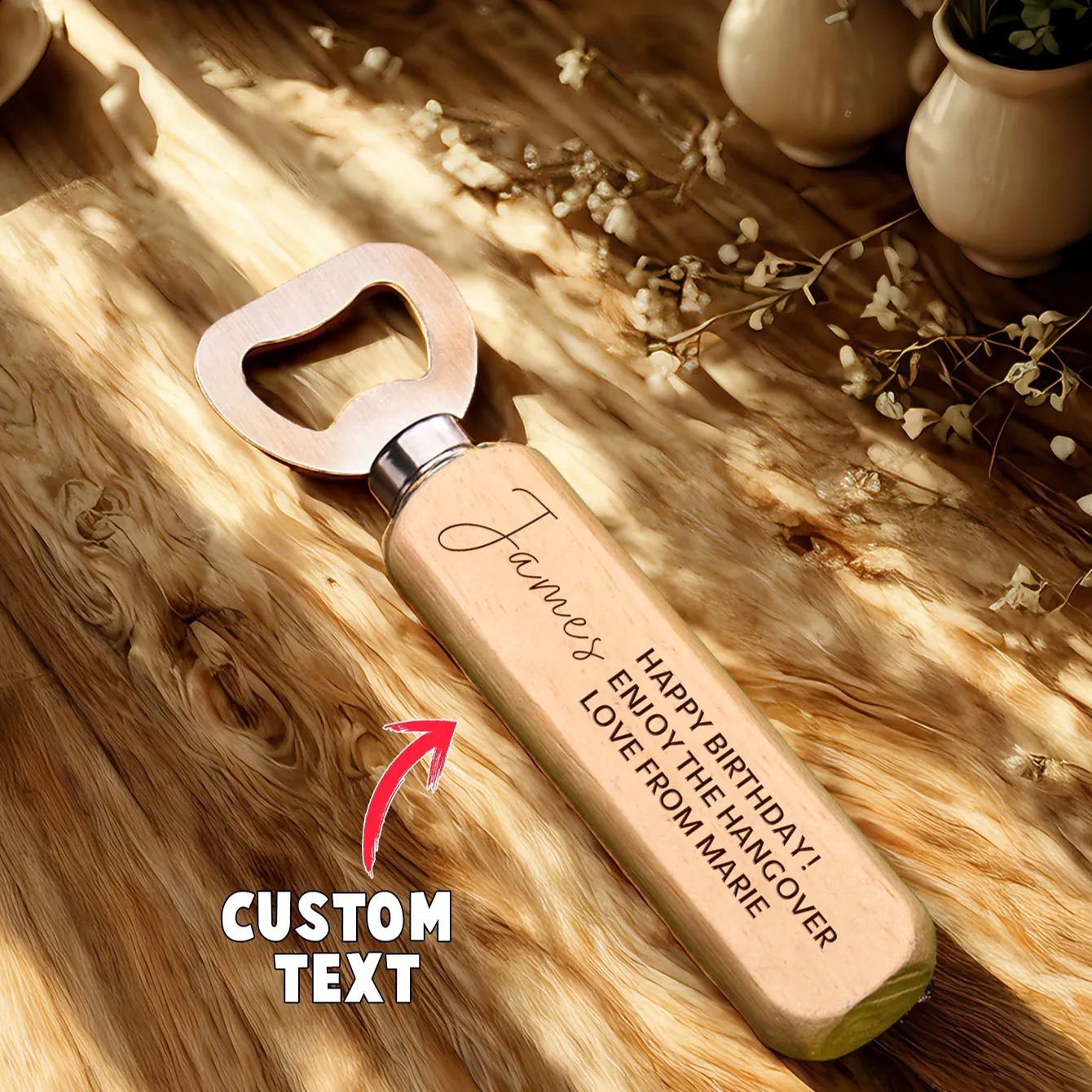 Personalised Bottle Opener Your Text Here Wooden Bottle Opener Laser Engraved Birthday Christmas Gift For  Lover Friend