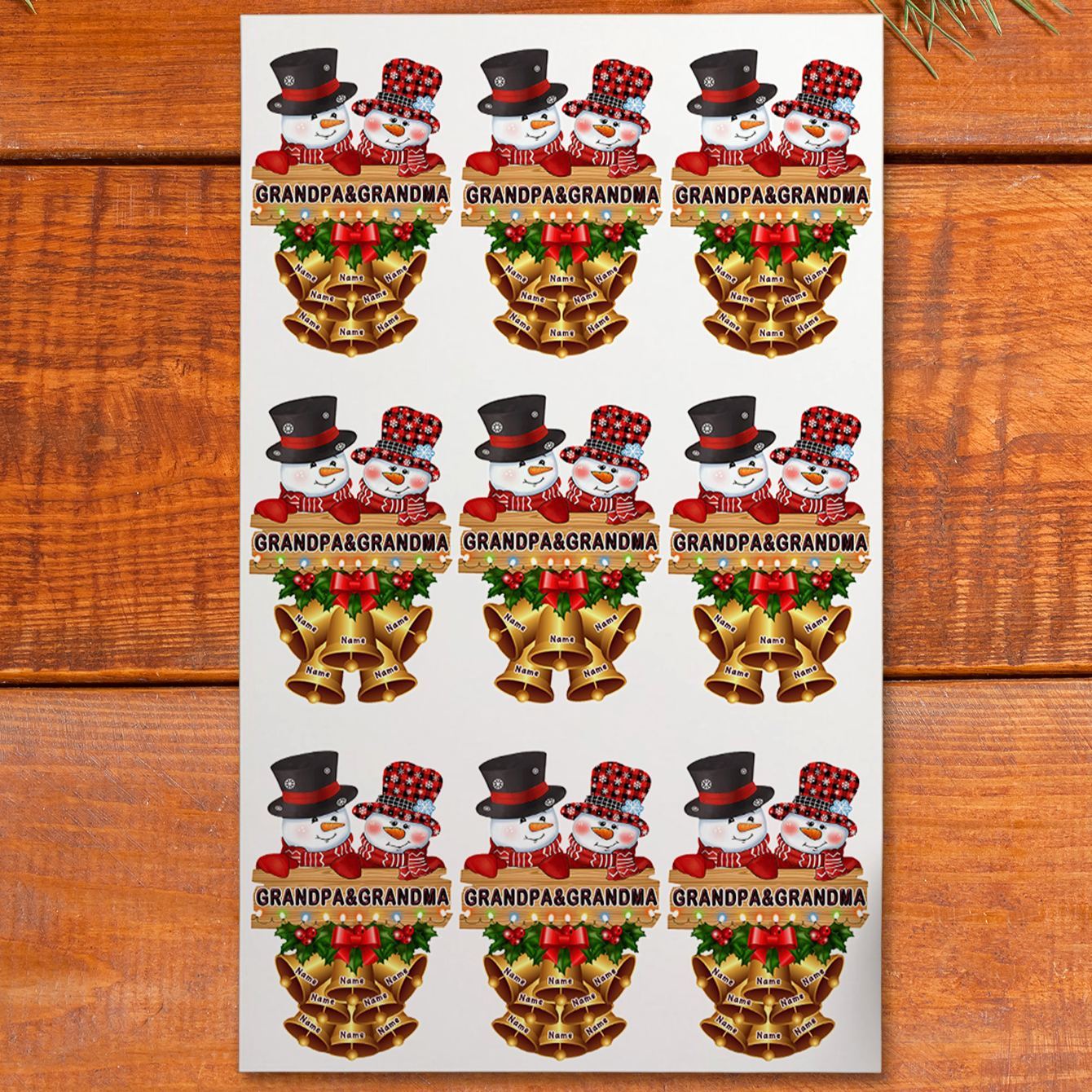 Personalized Snowman Papa Nana Family Christmas Gift Xmas Sticker Decal - MyPhotoSocksAu