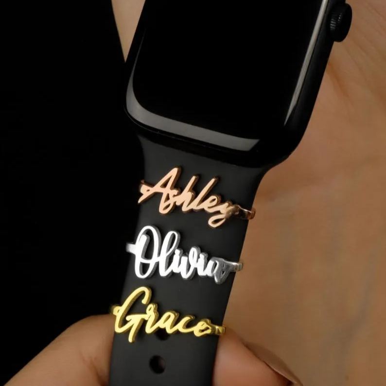 Watch Band Charm in Sterling Silver ? Personalized Watch Jewelry ? Watch Strap Charm ? Custom Name Charm for Watch Band