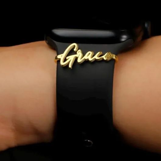 Watch Band Charm in Sterling Silver ? Personalized Watch Jewelry ? Watch Strap Charm ? Custom Name Charm for Watch Band - MyPhotoSocksAu