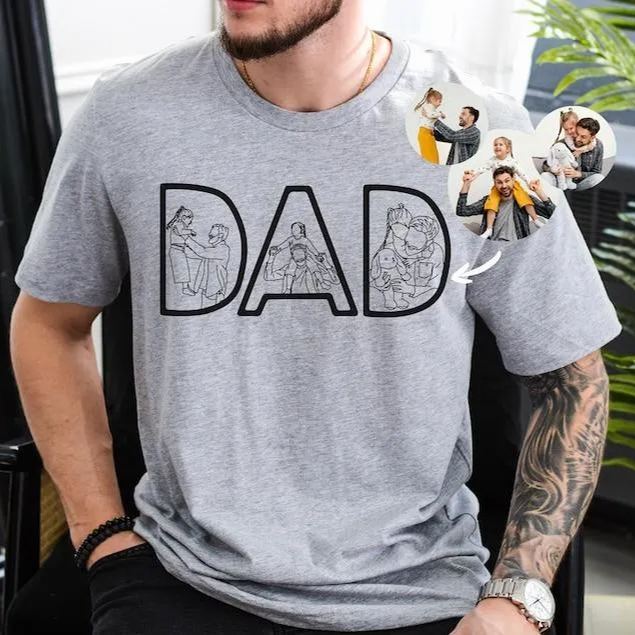 Custom Photo Shirt for Dad, Father's Day Tshirt, Personalized Dad Portrait Shirt, Fathers Day Gifts, Dad Birthday Gifts, Gift for Husband - MyPhotoSocksAu