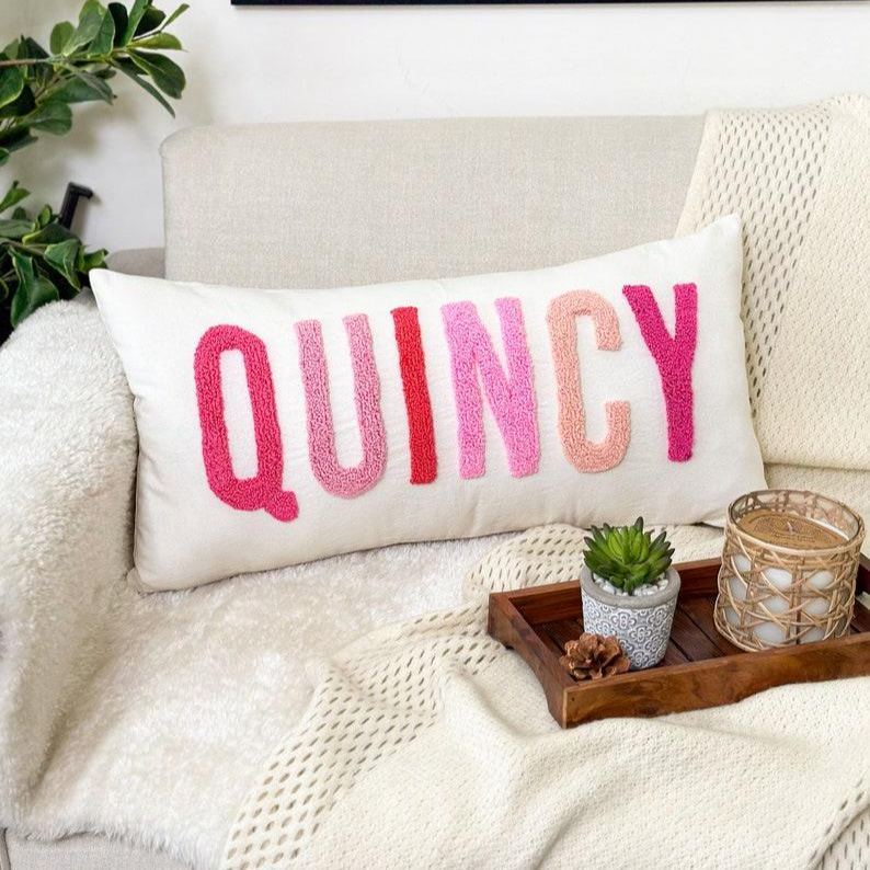 Personalized Baby Girl Room Name Pillow Cover, Baby Girl Nursery Pillow Case, Punch Needle, Girl Kid Gift, Dorm Gift, Graduation Gift - MyPhotoSocksAu