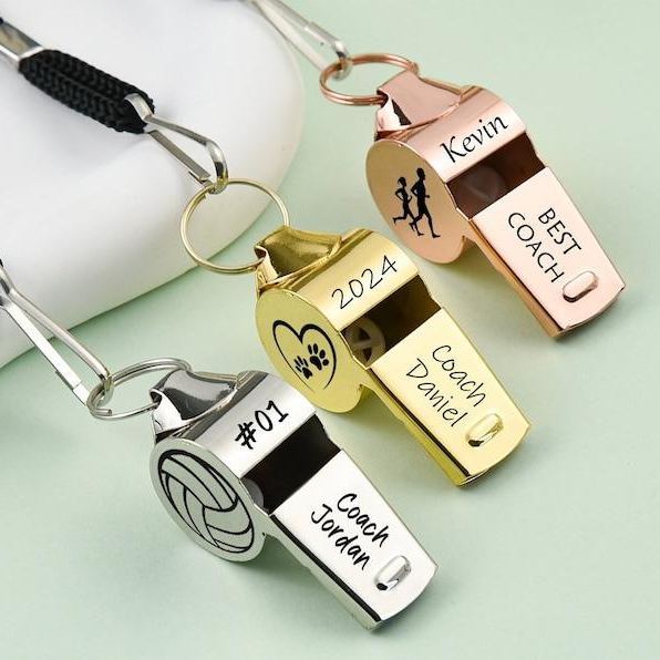 Personalised Whistle personalized Sports Whistle Necklace Personalized Teacher gift Football Engraved Whistle