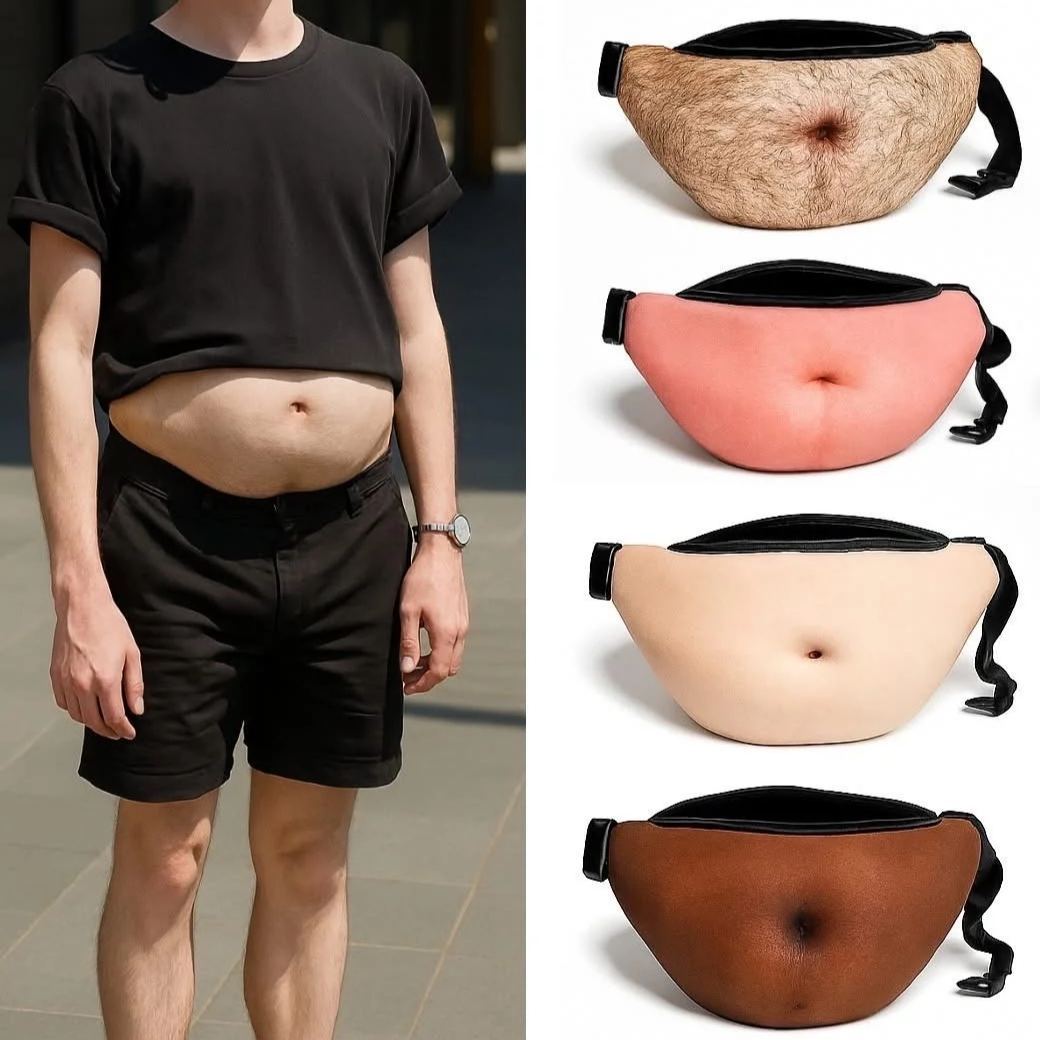 Funny Beer Belly Fanny Pack Bag – Custom Novelty Waist Bag with Realistic Belly Design, Gag Party & Prank Gift for Men & Women - MyPhotoSocksAu