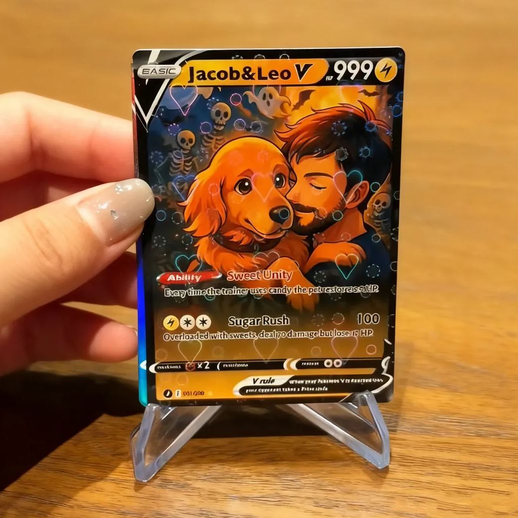 Custom Halloween Trading Card Turn Your Pet into a Spooky Poke Card Personalized Pet Halloween Gift - MyPhotoSocksAu