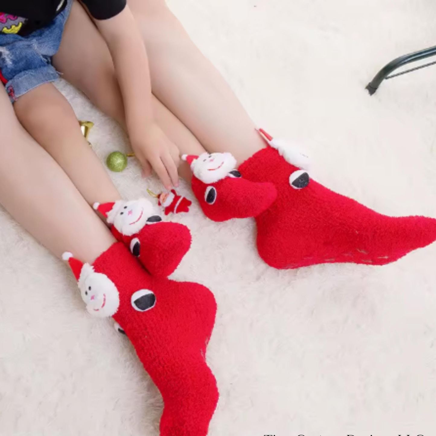 Personalized Family Reindeer Socks Cozy Fuzzy Christmas Socks Custom Holiday Socks Gift Ideas for Women Men Kids Friends Stocking Stuffers