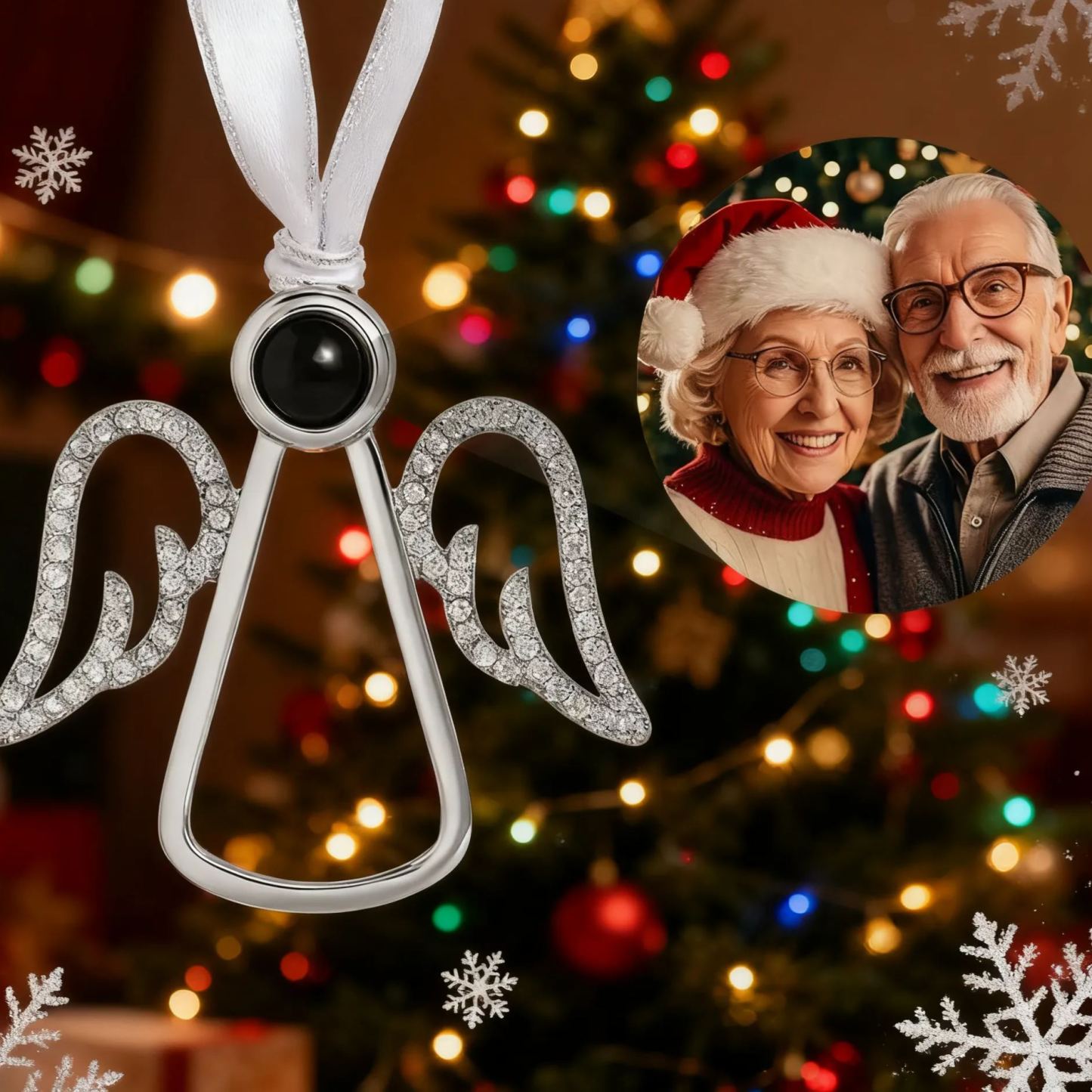 Personalized Projection Ornament Custom Photo Snowflake Christmas Ornament Gifts