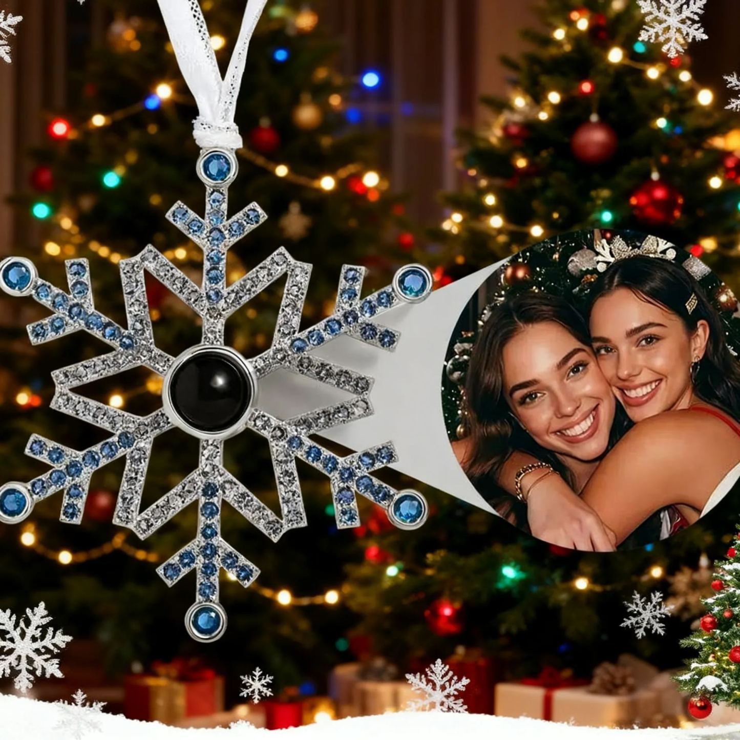 Personalized Projection Ornament Custom Photo Snowflake Christmas Ornament Gifts
