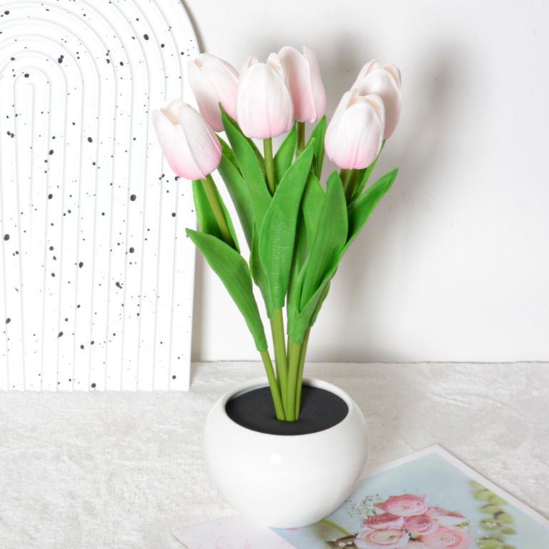 LED Tulip Night Light  Dimmable Plug-in Romantic Flower Lamp Artificial Bloom Mother’s Day Gift - MyPhotoSocksAu