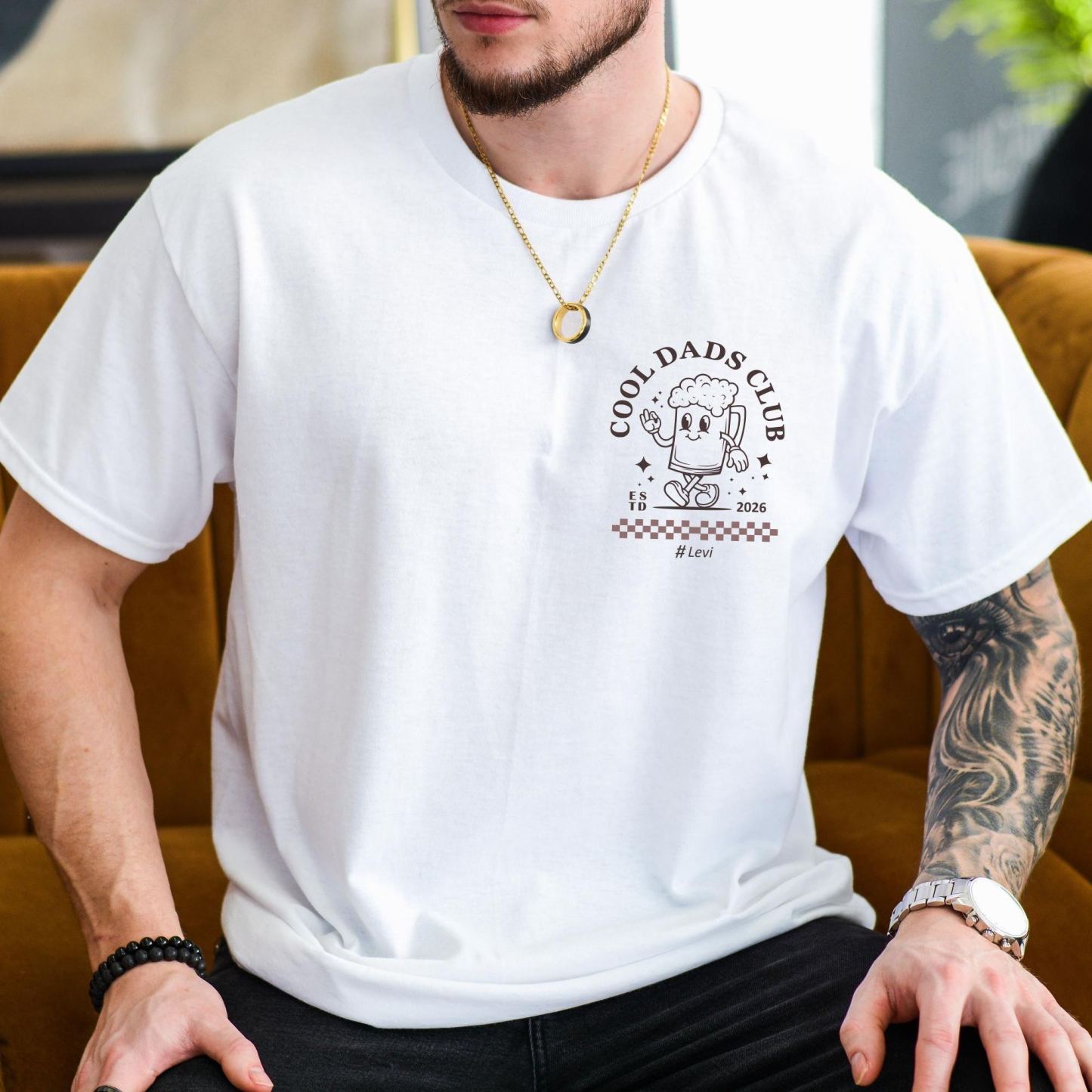 Personalized oversized "Dad Club" T-shirt with child's birth year – Father's Day gift, Daddy shirt for dad, gift idea for fathers - MyPhotoSocksAu