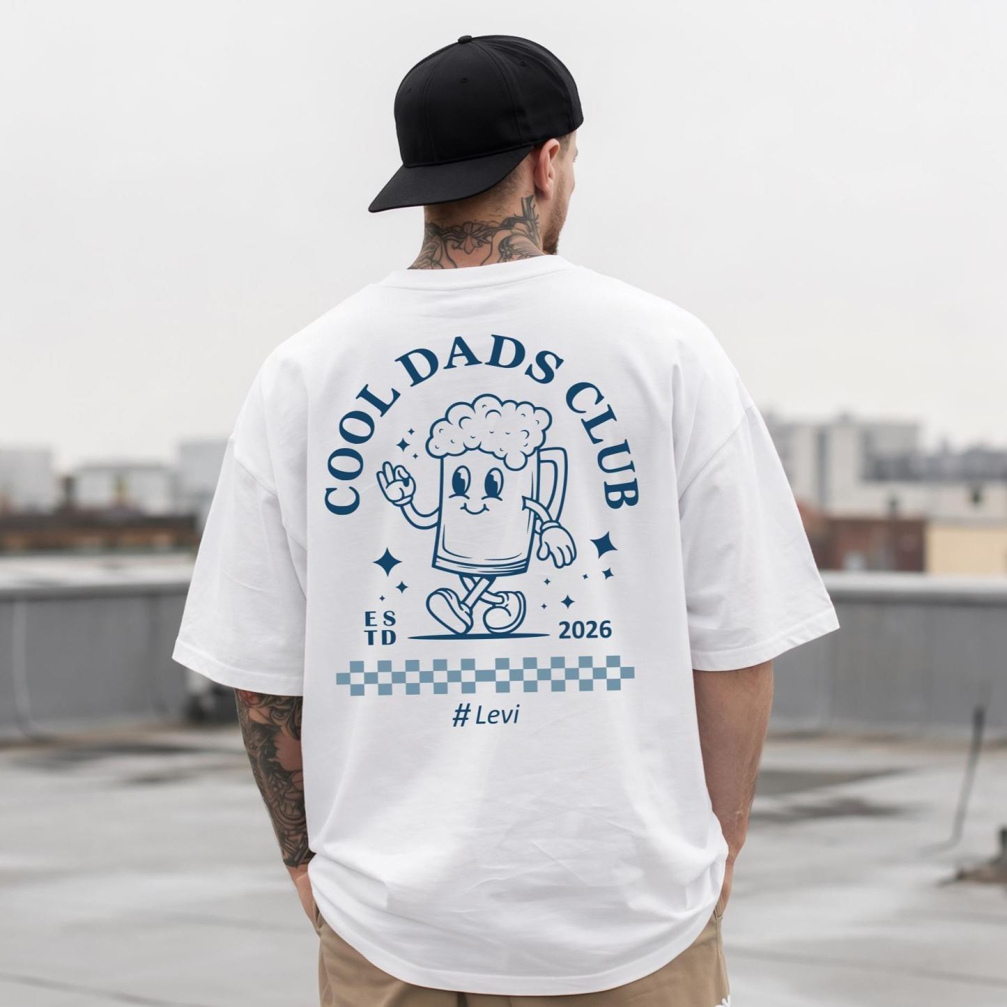 Personalized oversized "Dad Club" T-shirt with child's birth year – Father's Day gift, Daddy shirt for dad, gift idea for fathers - MyPhotoSocksAu