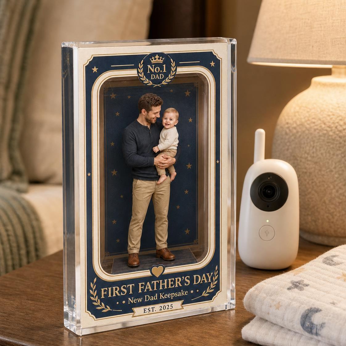 First Father's Day Acrylic Block, Personalized New Dad Photo Gift, Custom Father's Day Keepsake for Daddy, Baby Picture Plaque - MyPhotoSocksAu