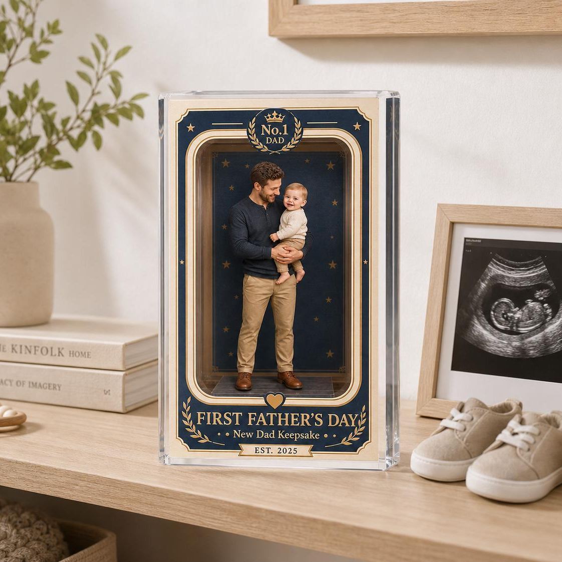 First Father's Day Acrylic Block, Personalized New Dad Photo Gift, Custom Father's Day Keepsake for Daddy, Baby Picture Plaque - MyPhotoSocksAu
