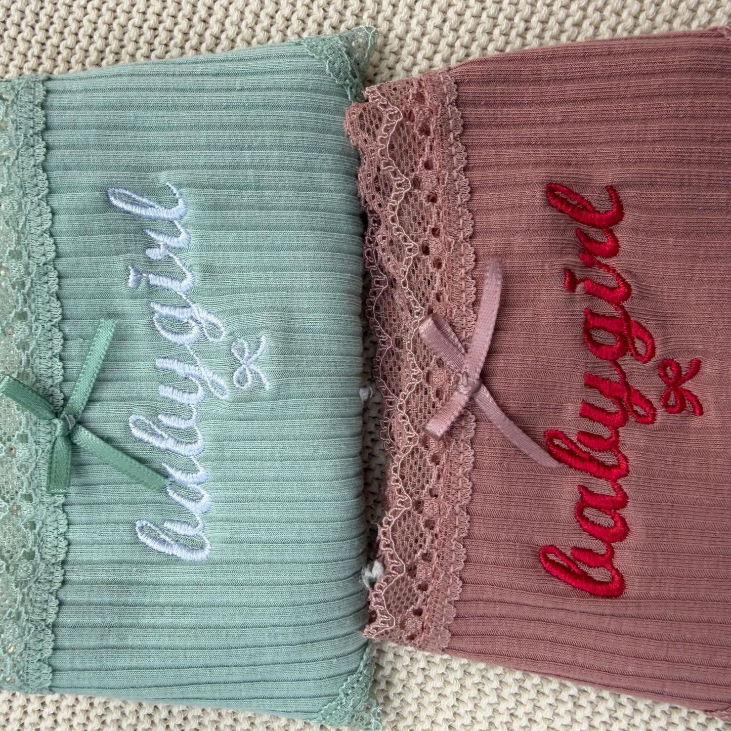 Personalized Cotton Thong – Custom Embroidered Name, Bridal Lingerie, Wedding Gift - MyPhotoSocksAu