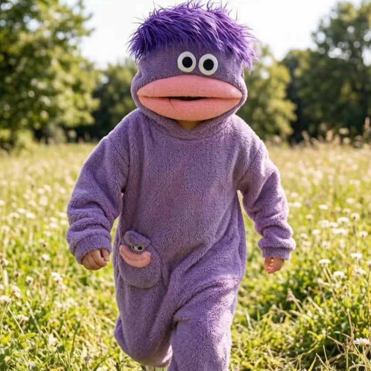 Silly Onesie for Kids, Funny Green Monster Hooded Fleece Onesie Pajamas, Cozy Ultra-Soft Plush Loungewear