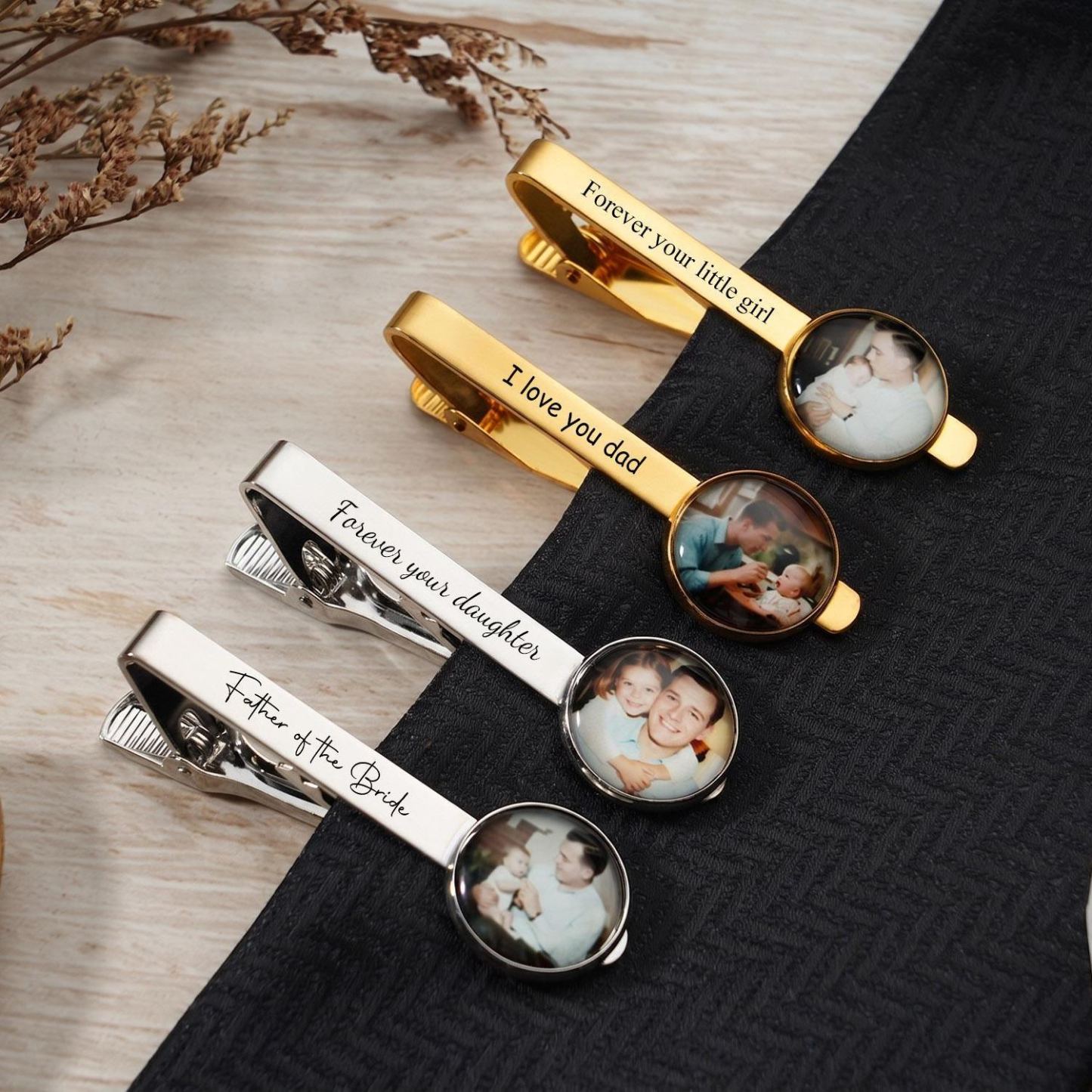 Personalized Photo Tie Clip for Dad, Custom Father of the Bride Tie Bar, Father’s Day Gift for Dad - MyPhotoSocksAu