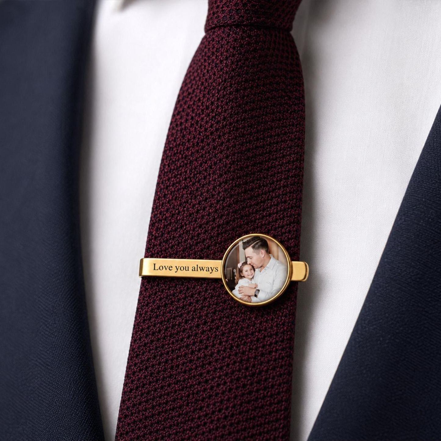 Personalized Photo Tie Clip for Dad, Custom Father of the Bride Tie Bar, Father’s Day Gift for Dad - MyPhotoSocksAu