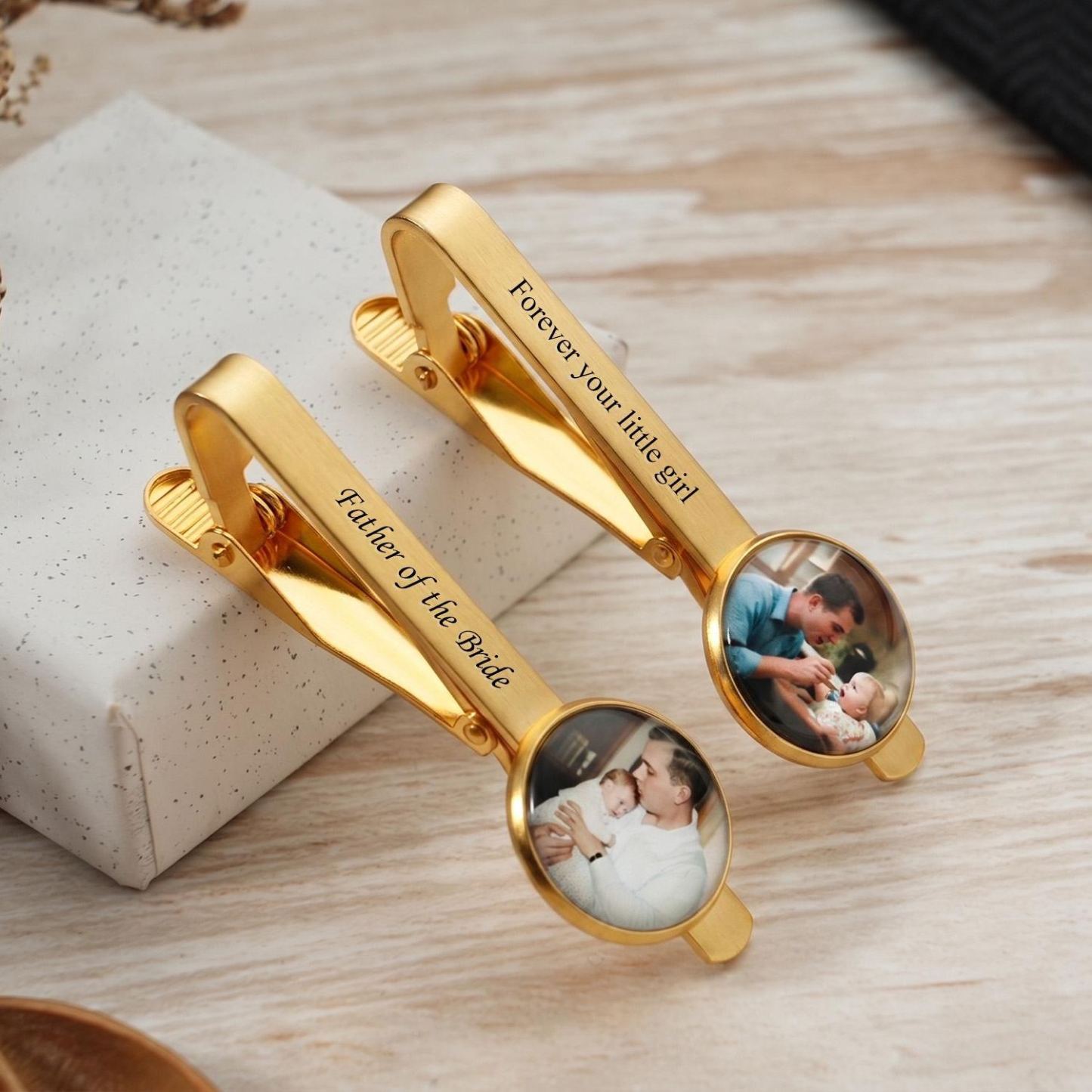 Personalized Photo Tie Clip for Dad, Custom Father of the Bride Tie Bar, Father’s Day Gift for Dad - MyPhotoSocksAu