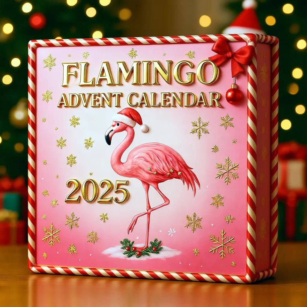Flamingo Advent Calendar 2025 – 2D Acrylic Pink Flamingo Christmas Countdown Box, Tropical Holiday Decor Gift for Girls & Women