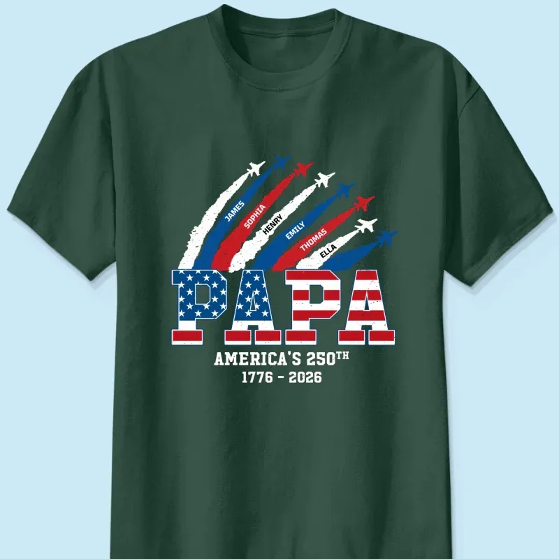 Proud Dad Grandpa Nation Flag American 250th Anniversary - Personalized Shirt - Cool Father's Day Gift For Dad, Grandpa - MyPhotoSocksAu