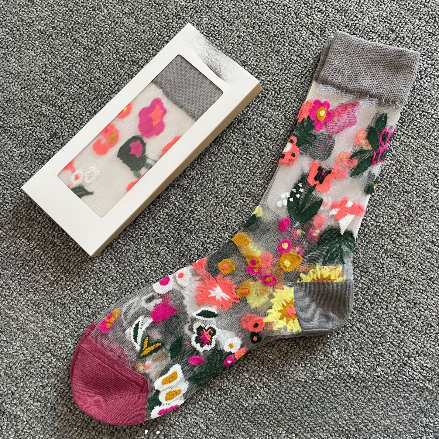Women's Crystal Mini Stockings High Socks with Transparent Funny Drawing for Spring Summer - MyPhotoSocksAu