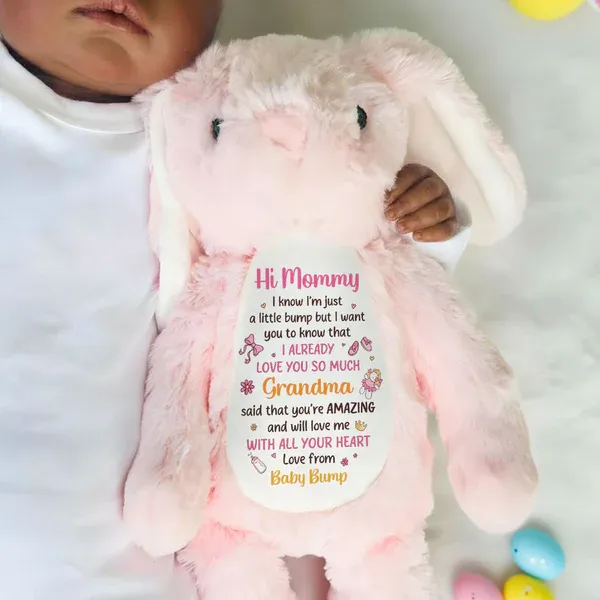 Dear Mommy I Love You - Personalized Stuffed Bunny - MyPhotoSocksAu