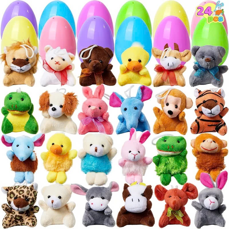 Prefilled Easter Eggs Filled with Plush Animal Toys 12/24/36 Pcs - MyPhotoSocksAu