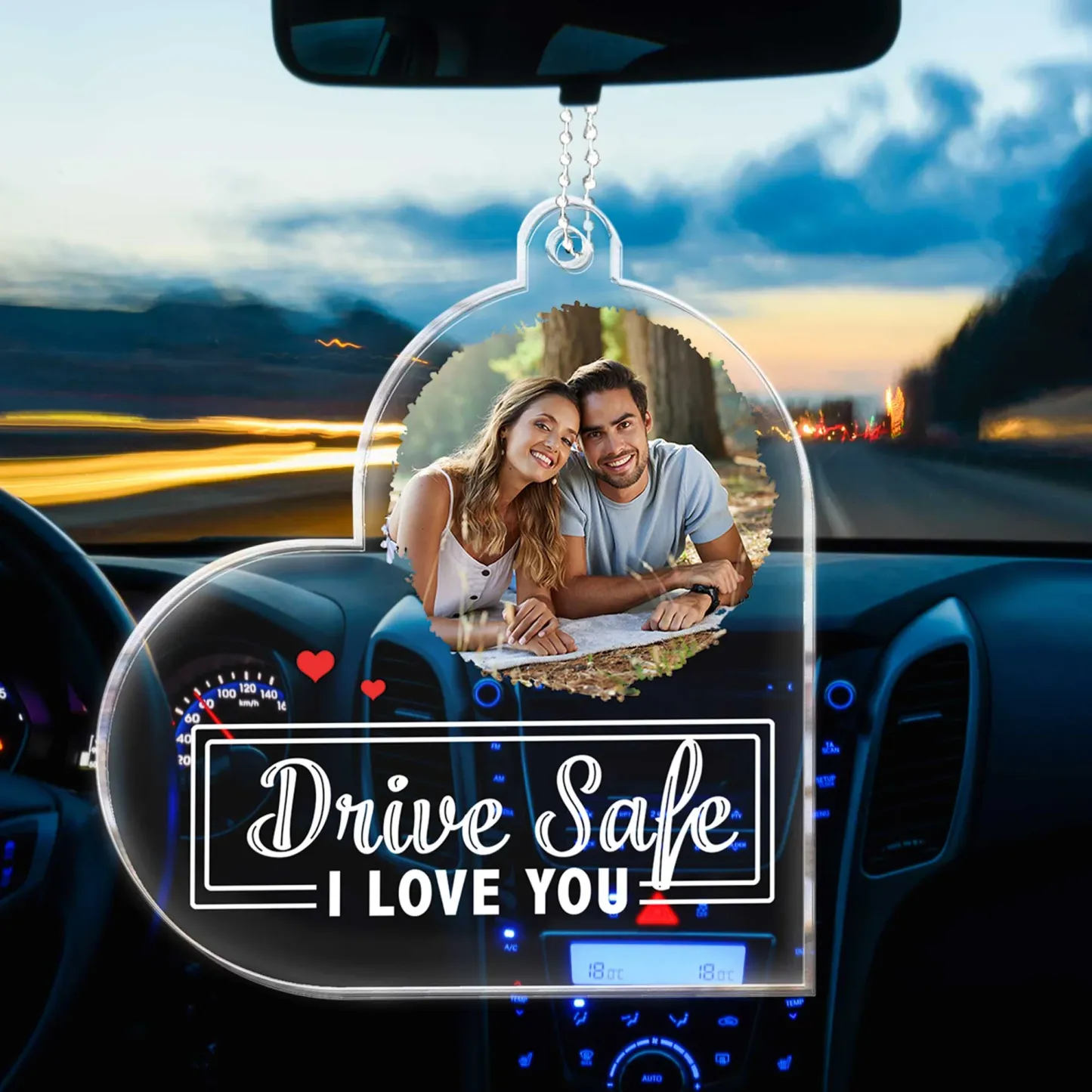 Drive Safe, I Love You - Personalized Photo Rear View Mirror Accessory - MyPhotoSocksAu