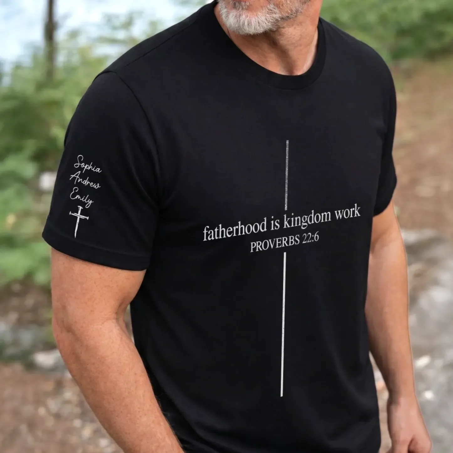 Custom Unisex T-Shirt With Design On Sleeve - Personalized Father's Day Birthday Gifts For Dad, Grandpa - Forever My Hero - MyPhotoSocksAu