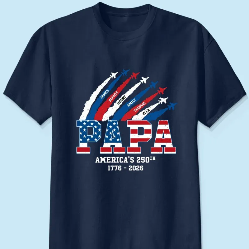 Proud Dad Grandpa Nation Flag American 250th Anniversary - Personalized Shirt - Cool Father's Day Gift For Dad, Grandpa - MyPhotoSocksAu