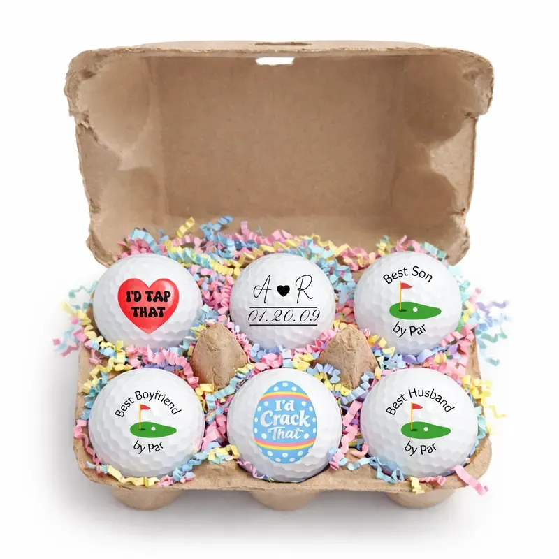Easter Golf Ball Gift Set-6 Pack Golf Balls in Egg Carton | Funny Easter Golf Gift I Golfer Easter Basket Stuffer | Unique Golf Gift for Men Women - MyPhotoSocksAu