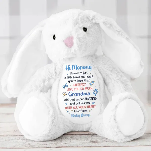 Dear Mommy I Love You - Personalized Stuffed Bunny - MyPhotoSocksAu