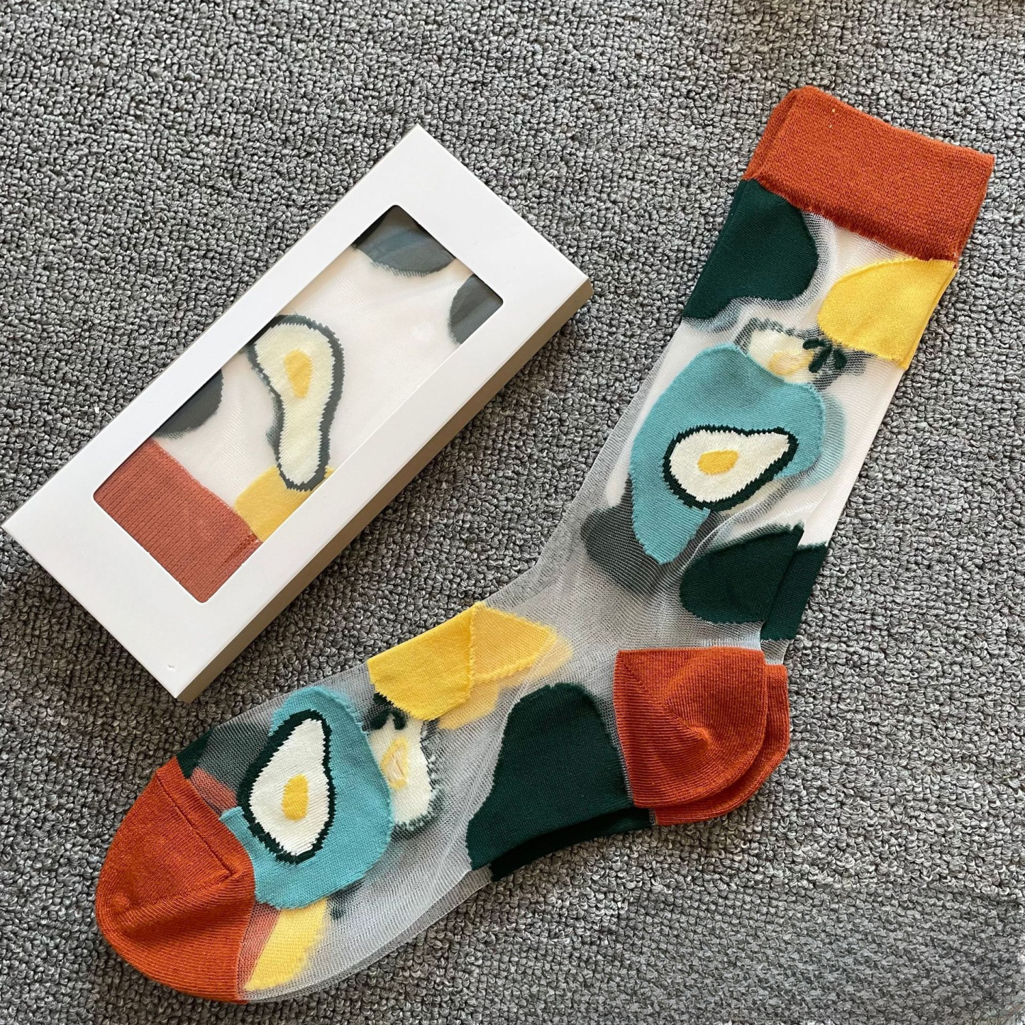 Women's Crystal Mini Stockings High Socks with Transparent Funny Drawing for Spring Summer - MyPhotoSocksAu