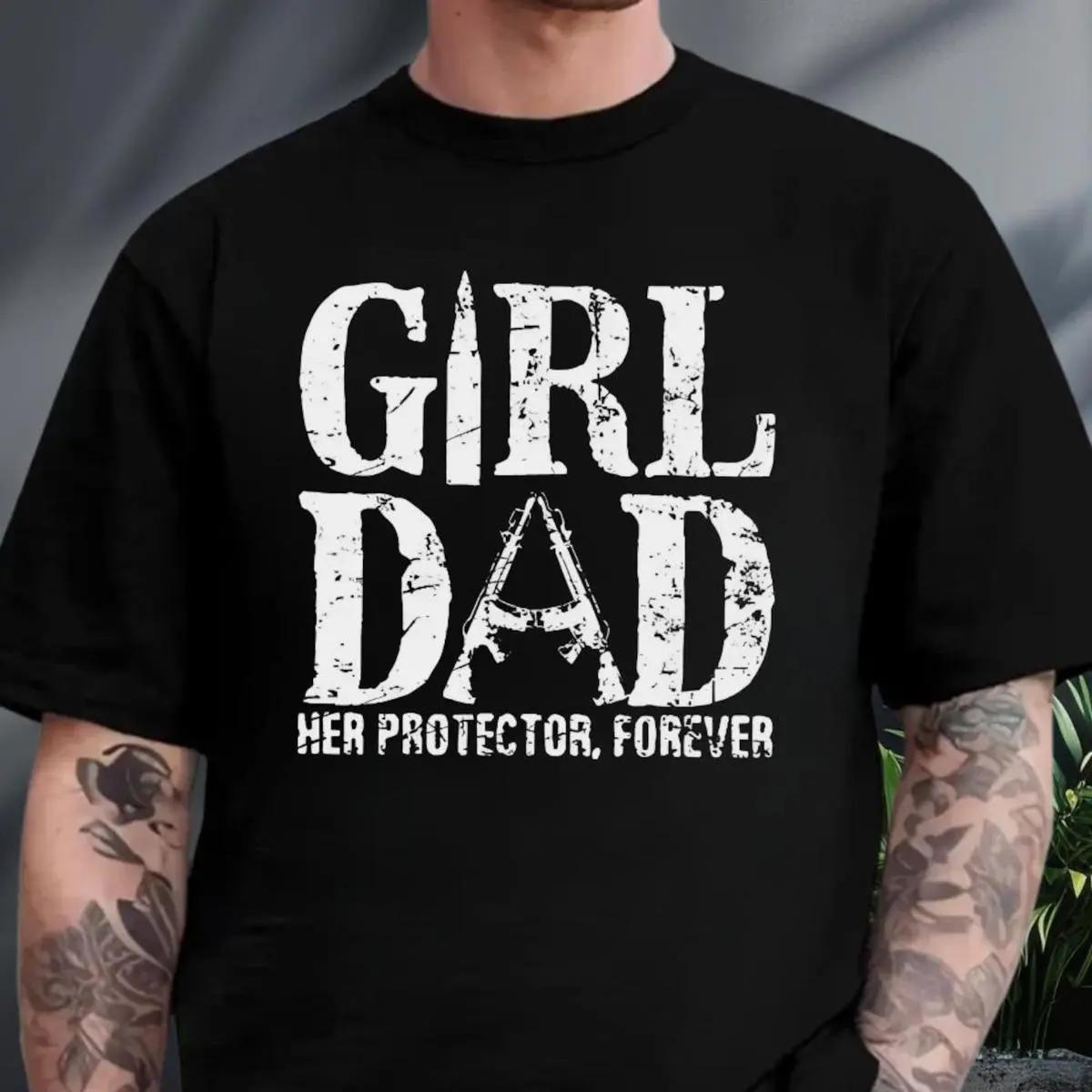 Girl Dad Her Protector Shirt, Dad With Daughter Shirt, Father Daughter Tee, Best Dad Shirt, Protective Father Tee - MyPhotoSocksAu
