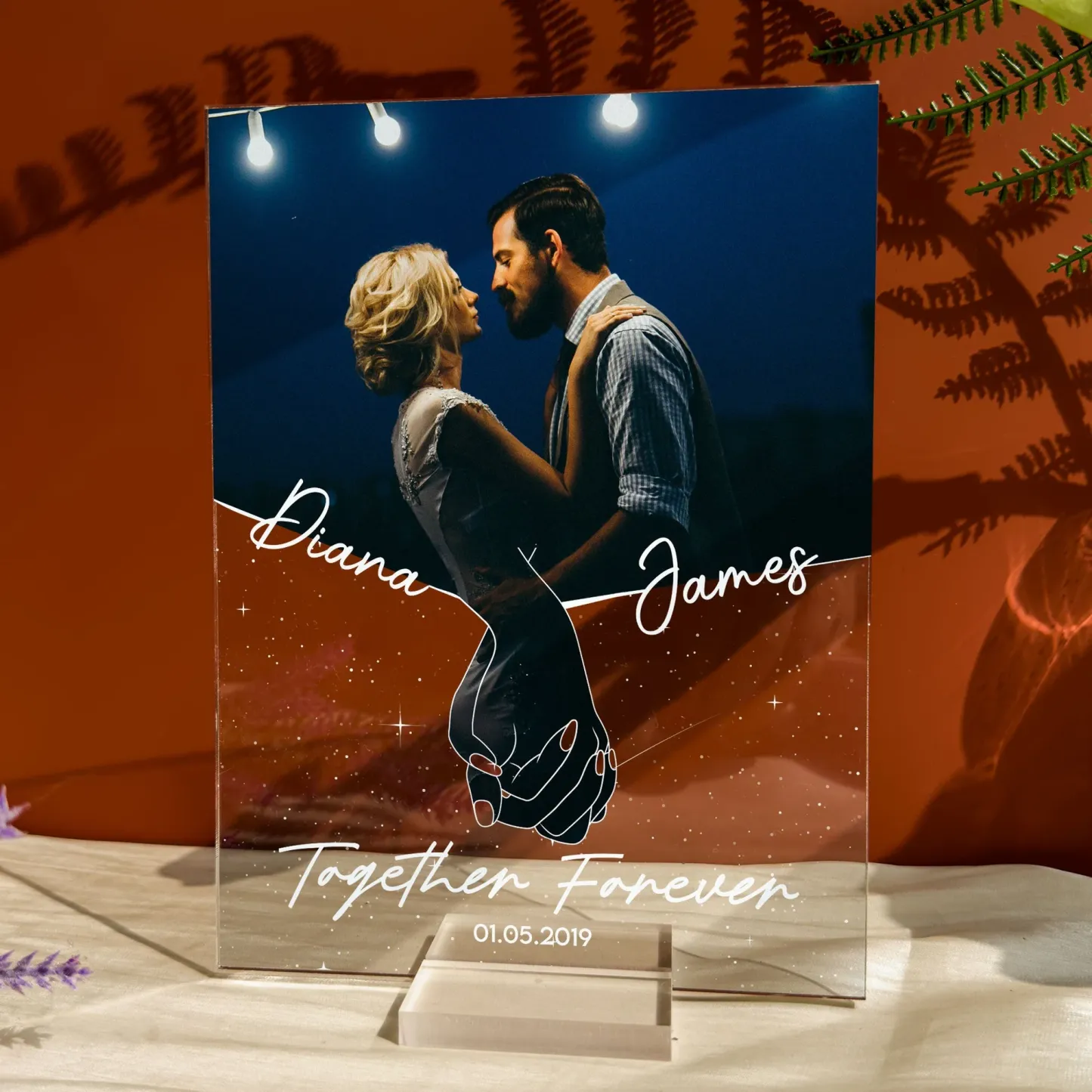 Personalized Photo Acrylic Plaque Anniversary Couples Holding Hands - MyPhotoSocksAu