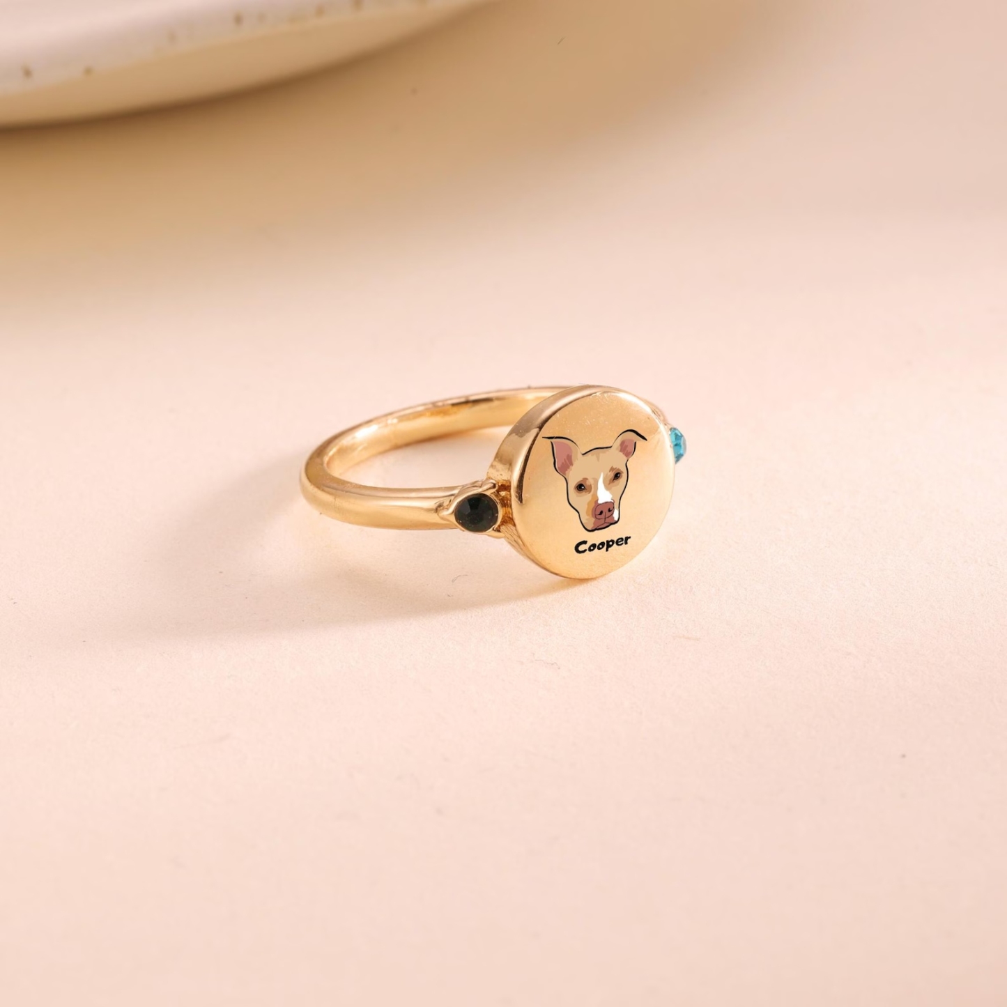 Custom Dog or Cat Ring with Birthstone, Custom Pet Portrait Photo Ring, Dog Cat Memorial Jewelry Gift For Pet Lover, Pet Remembrance, Gift for Her - MyPhotoSocksAu
