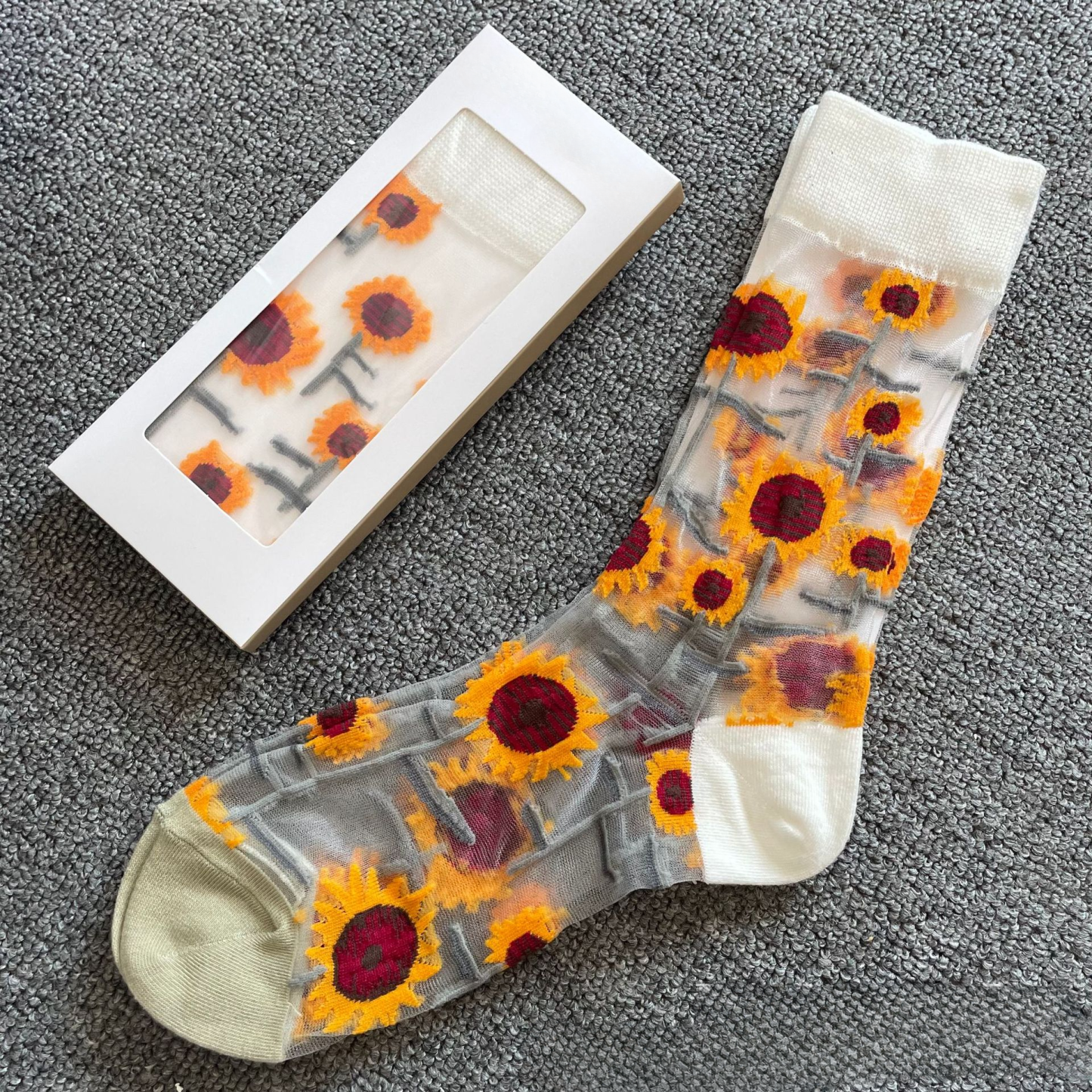 Women's Crystal Mini Stockings High Socks with Transparent Funny Drawing for Spring Summer - MyPhotoSocksAu
