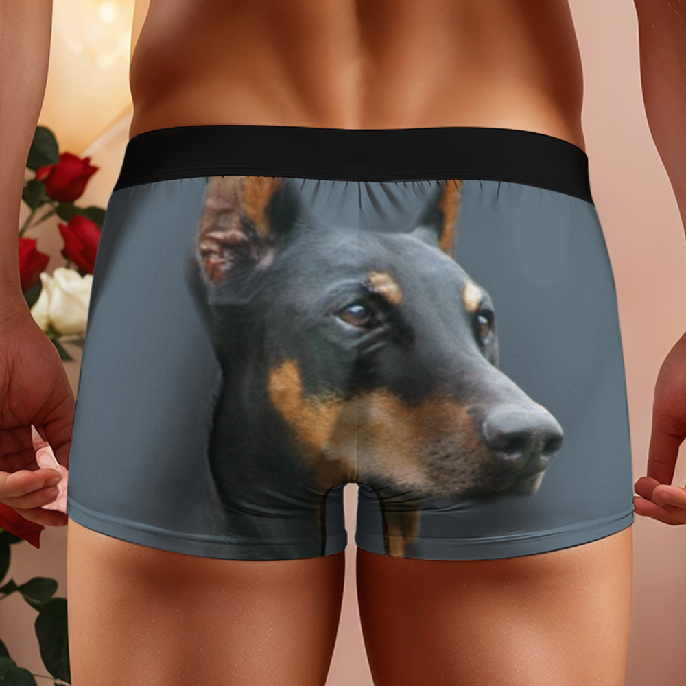 Custom Dog Face Funny Beach Trunks Men's Boxer Briefs - MyPhotoSocksAu