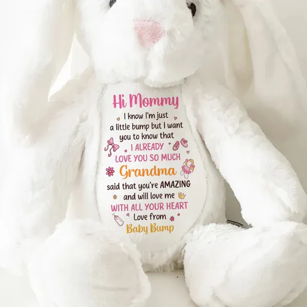 Dear Mommy I Love You - Personalized Stuffed Bunny - MyPhotoSocksAu
