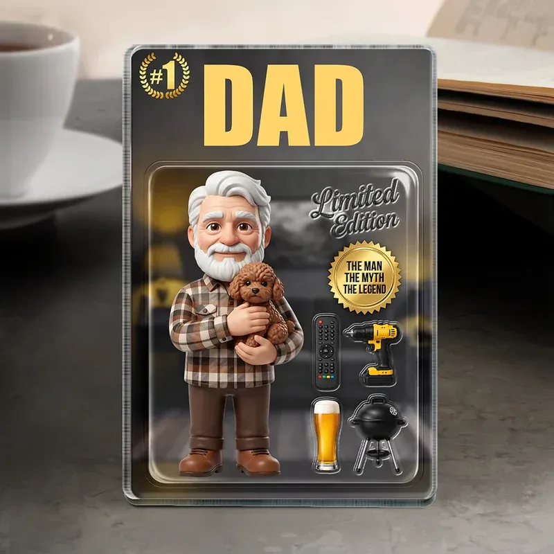 Custom Photo Toybox Figure Dad Grandpa Limited Edition - Personalized Custom Shaped Acrylic Plaque - MyPhotoSocksAu