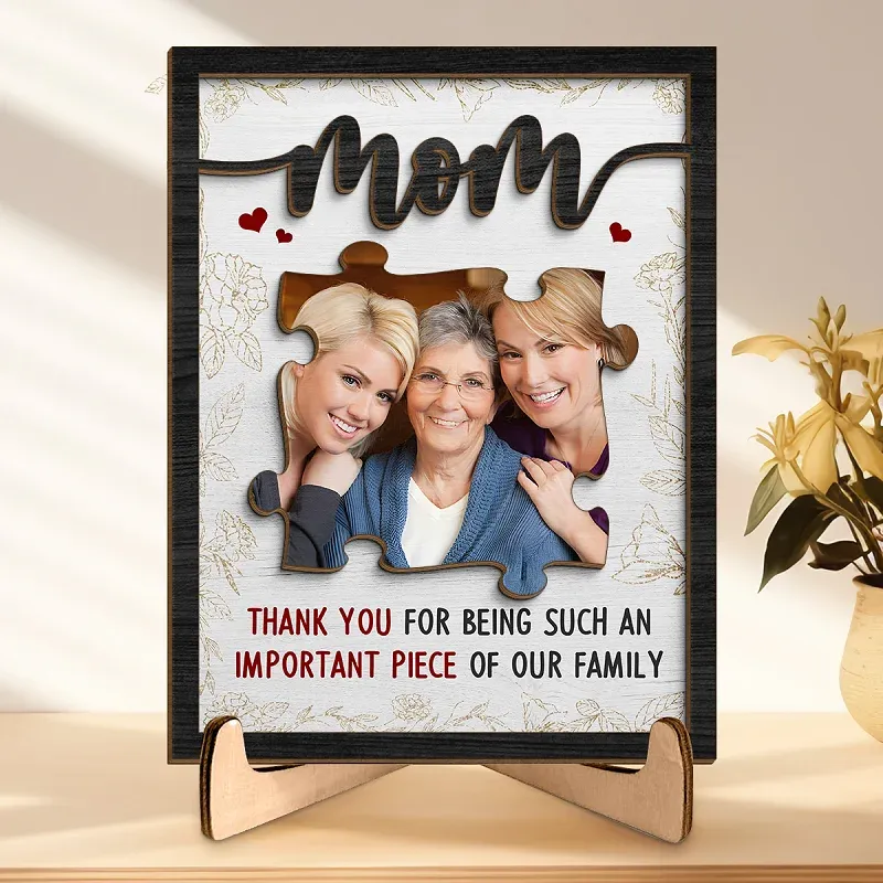 Personalized Picture Frame Thank You For Being Such An Important Piece Of Our Family Unique Gift for Dear Mom - MyPhotoSocksAu