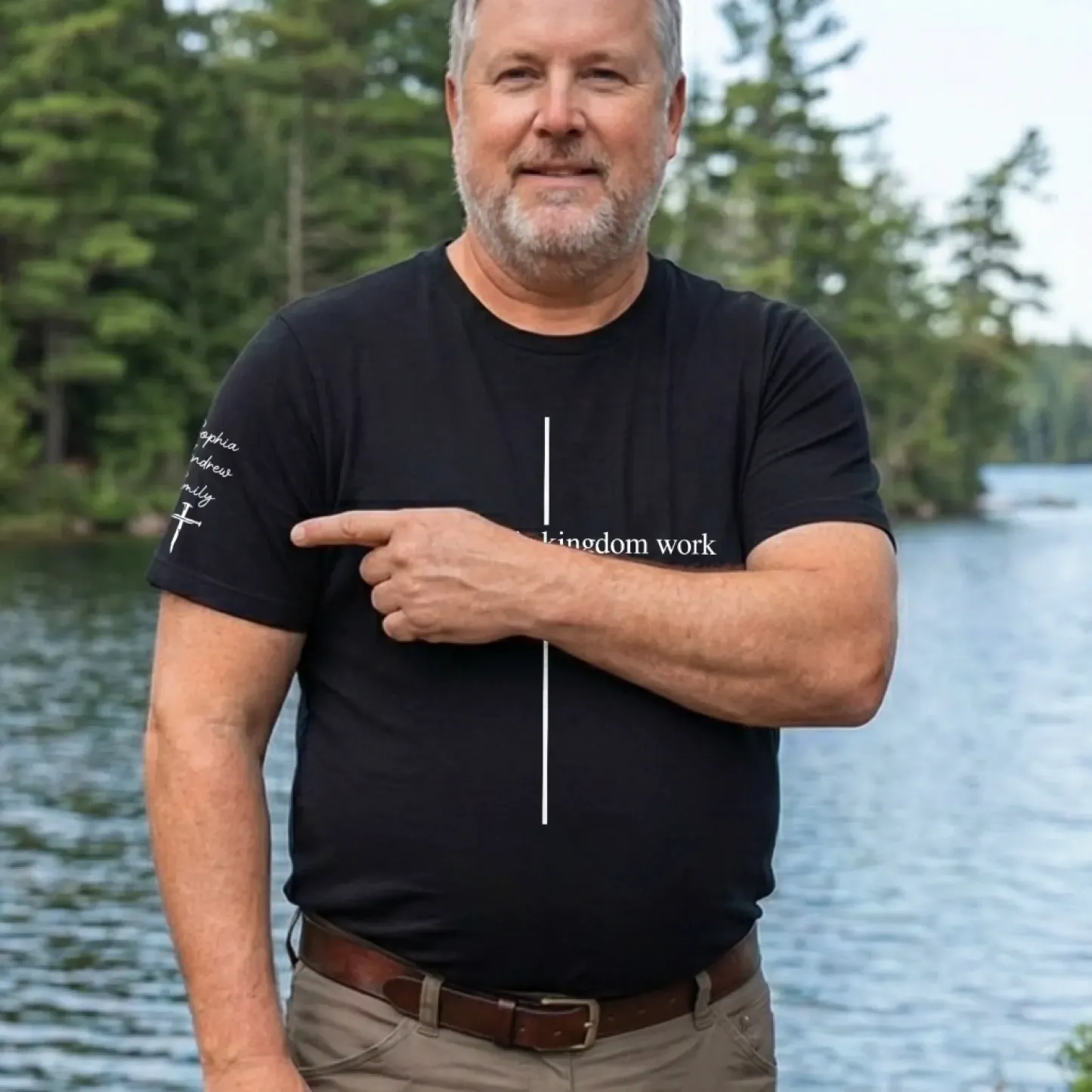 Custom Unisex T-Shirt With Design On Sleeve - Personalized Father's Day Birthday Gifts For Dad, Grandpa - Forever My Hero - MyPhotoSocksAu