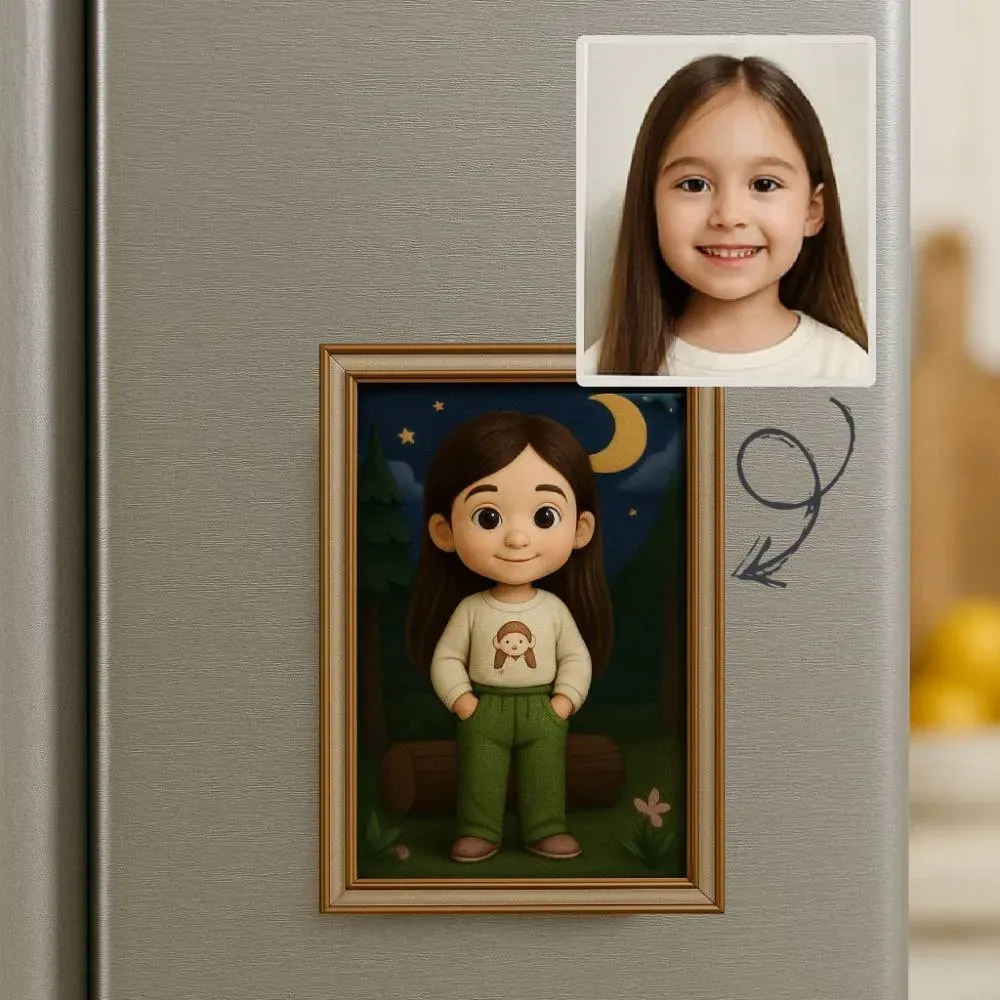 Custom 3D Effect Action Figure Fridge Magnet Personalized Portrait Fridge Magnets Gift for Family - MyFaceUnderwearAU