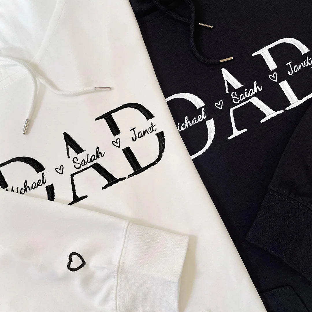 Father's Day Gifts Custom Embroidered Dad And Kid's Name Hoodie - MyFaceUnderwearAU