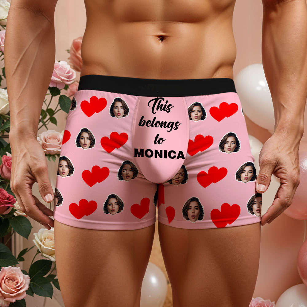 Custom Men's Face Boxer This Belong to Name Face Boxer Briefs Personalized Face Boxer Briefs Valentine's Day Underwear Gift - MyFaceUnderwearAU
