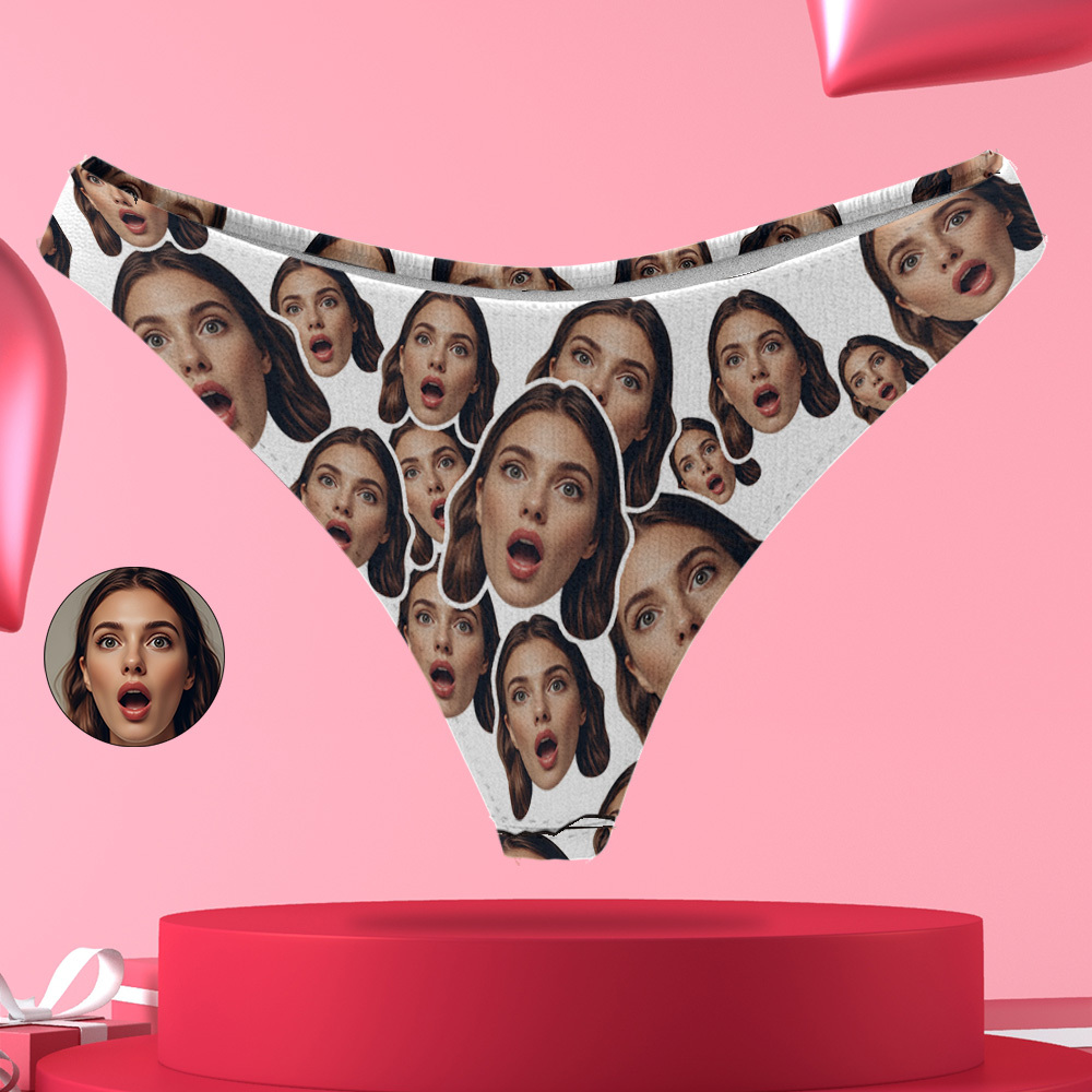 Personalize Pink Face Thong Mash Photo Panties Funny Underwear Briefs Valentine Gift For Her - MyFaceUnderwearAU