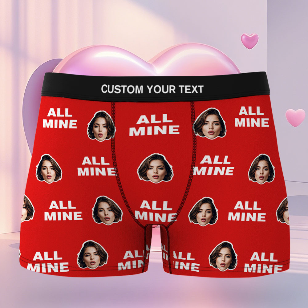 Custom Men's Face Boxer All Mine Face Boxer Briefs Personalized Face Boxer Briefs Valentine's Day Underwear Gift - MyFaceUnderwearAU