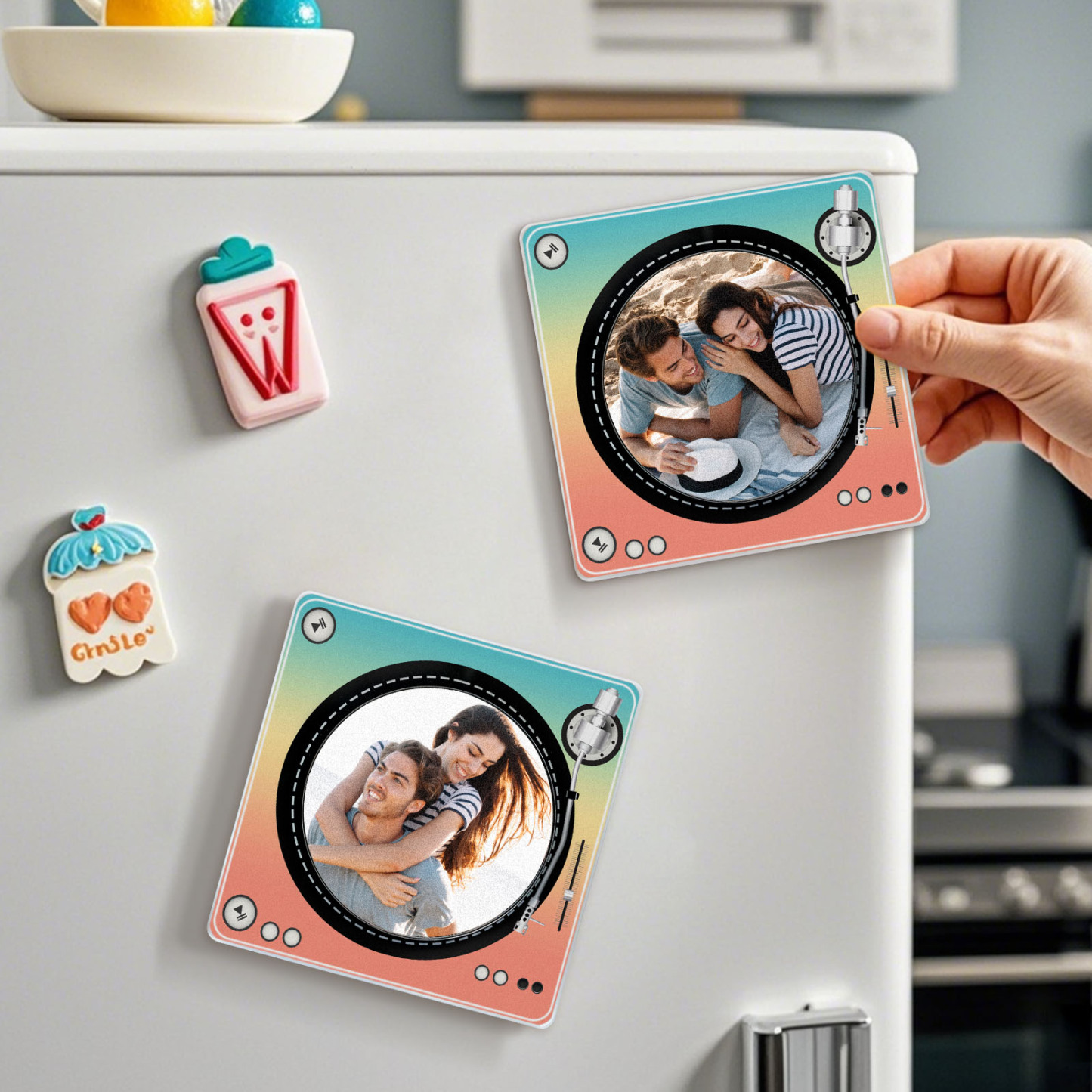 Custom Rotating Double Layer Acrylic Nfc Fridge Magnets With  Photos And Songs Magnetic Fridge Magnets - MyFaceUnderwearAU